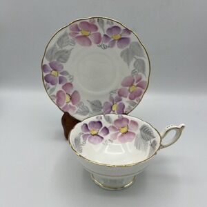 Coalport Teacup Saucer Bone‎ China Morning Glory Pink Floral England